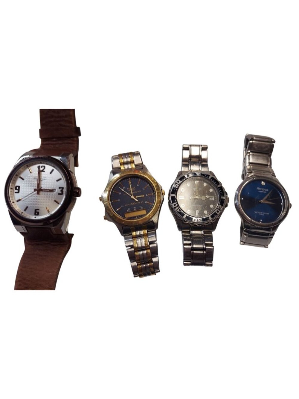 Lot Of 4 Mens Watches Kenneth Cole Pulsar Armitron Stainless Steel & Leather Ban